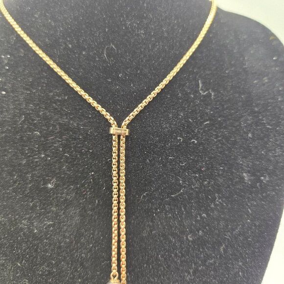 Michael Kors Elegant Rose Gold Drop Necklace Gray Pearls Rhinestones - Picture 3 of 6